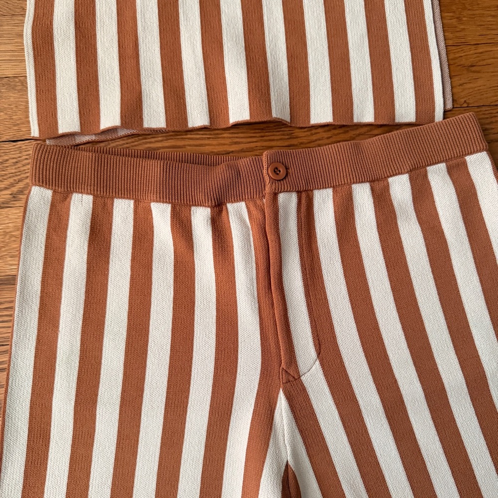 Simon Miller Cream and Brown Striped Knit Jumpsuit - Picture 2 of 10